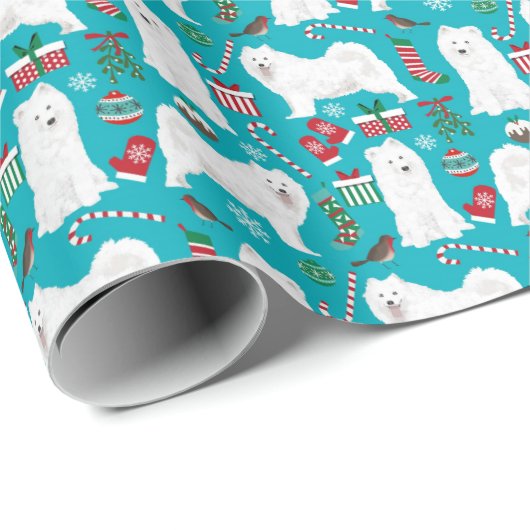 Samoyed kerstinpakpapier cadeaupapier (Rol Hoek)