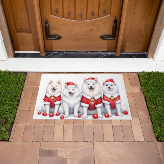 Samoyed Kerstjurk Kerstman Hoed Deurmat (Buiten)