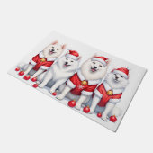 Samoyed Kerstjurk Kerstman Hoed Deurmat (Schuin)