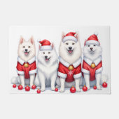 Samoyed Kerstjurk Kerstman Hoed Deurmat (Voorkant)