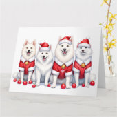 Samoyed Kerstjurk Kerstman Hoed Kaart (Gele Bloem)