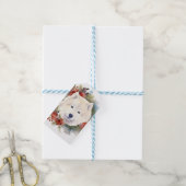 Samoyed Kerstkrans Feestelijke Pup Cadeaulabel (Met Touw)