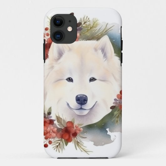 Samoyed Kerstkrans Feestelijke Pup Case-Mate iPhone Case (Achterkant)