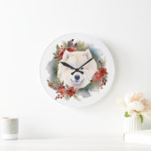 Samoyed Kerstkrans Feestelijke Pup Grote Klok (Huis)