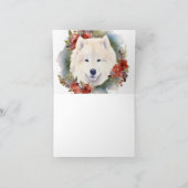 Samoyed Kerstkrans Feestelijke Pup Kaart (Binnen)