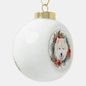 Samoyed Kerstkrans Feestelijke Pup Keramische Bal Ornament (Links)