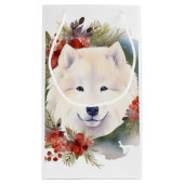 Samoyed Kerstkrans Feestelijke Pup Klein Cadeauzakje (Achterkant)