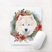 Samoyed Kerstkrans Feestelijke Pup Muismat (Met muis)