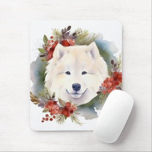 Samoyed Kerstkrans Feestelijke Pup Muismat