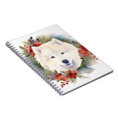 Samoyed Kerstkrans Feestelijke Pup Notitieboek (Rechterzijde)
