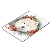 Samoyed Kerstkrans Feestelijke Pup Notitieboek (Linkerzijde)