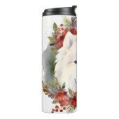 Samoyed Kerstkrans Feestelijke Pup Thermosbeker (Gedraaid links)