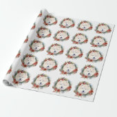 Samoyed Kerstkrans Festieve Pup Cadeaupapier (Uitgerold)