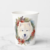 Samoyed Kerstkrans Festieve Pup Papieren Bekers (Achterkant)