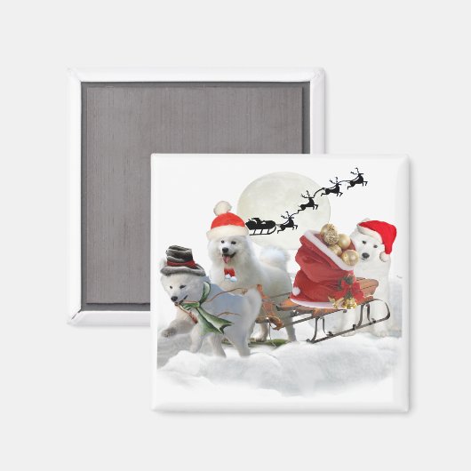 Samoyed Kerstmagenten Magneet (Voorkant / Achterkant)
