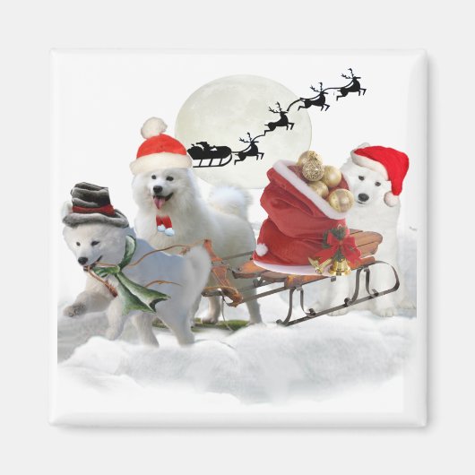 Samoyed Kerstmagenten Magneet (Voorkant)
