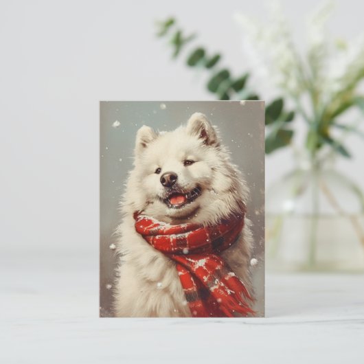 Samoyed Kerstmis Briefkaart (Staand voorkant)