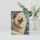 Samoyed Kerstmis Briefkaart (Staand voorkant)