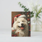 Samoyed Kerstmis Briefkaart (Staand voorkant)