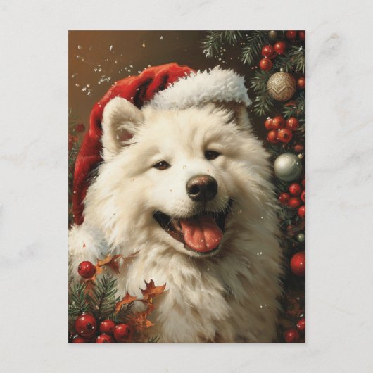 Samoyed Kerstmis Briefkaart (Voorkant)