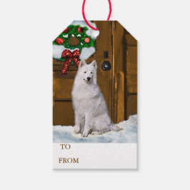 Samoyed Kerstmis Cadeaulabel
