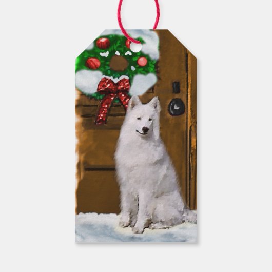 Samoyed Kerstmis Cadeaulabel (Achterkant)