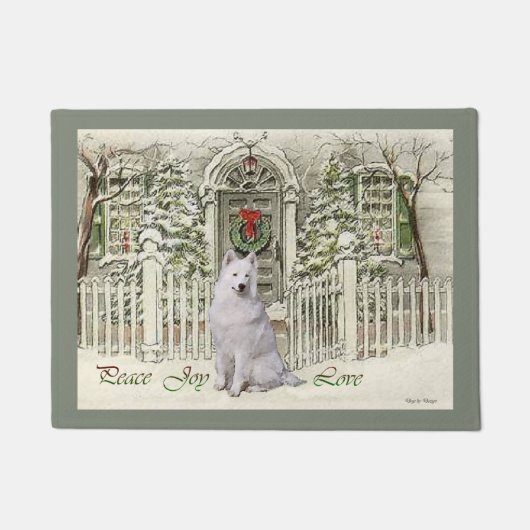 Samoyed Kerstmis Deurmat (Voorkant)