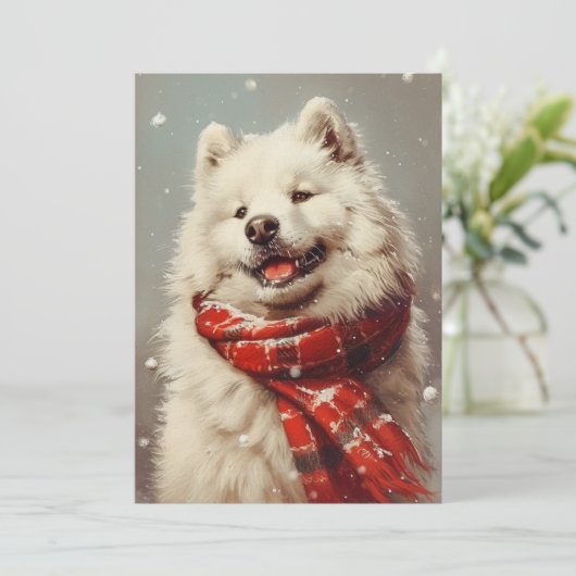 Samoyed Kerstmis Feestdagenkaart (Staand voorkant)