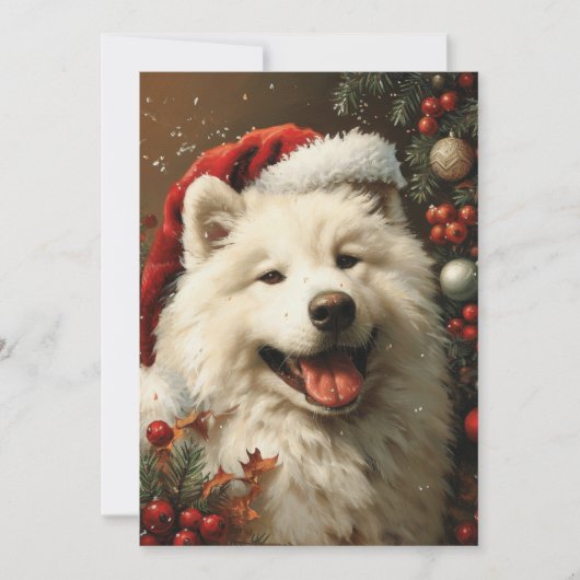Samoyed Kerstmis Feestdagenkaart (Voorkant)