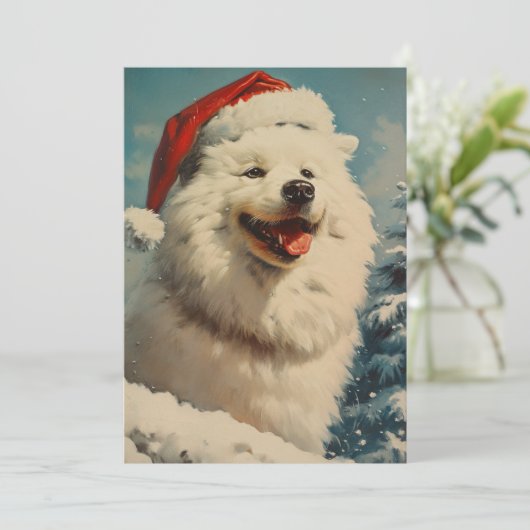 Samoyed Kerstmis Feestdagenkaart (Staand voorkant)
