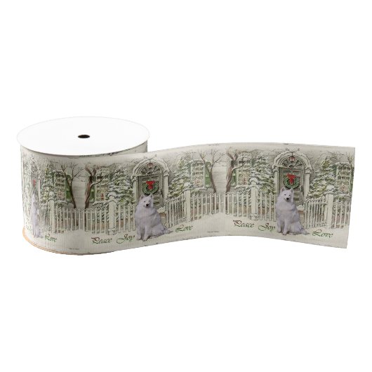 Samoyed Kerstmis Grosgrain Lint (Spoel)