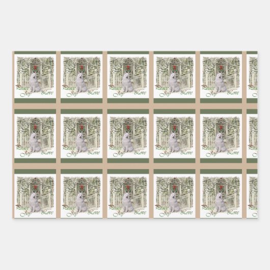 Samoyed Kerstmis Inpakpapier Vel (Voorkant 2)