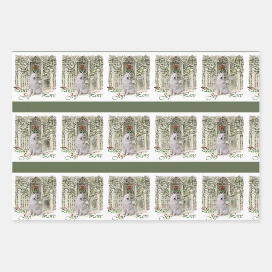 Samoyed Kerstmis Inpakpapier Vel (Voorkant)