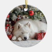 Samoyed Kerstmis Keramisch Ornament (Voorkant)