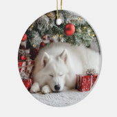 Samoyed Kerstmis Keramisch Ornament (Links)