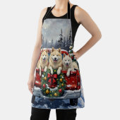 Samoyed Kerstmis Rode Truck Vakantie Schort (Insitu)