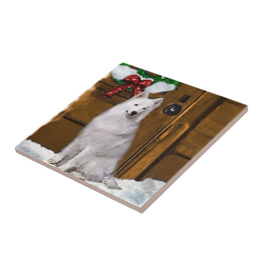 Samoyed Kerstmis Tegeltje (Zijkant)