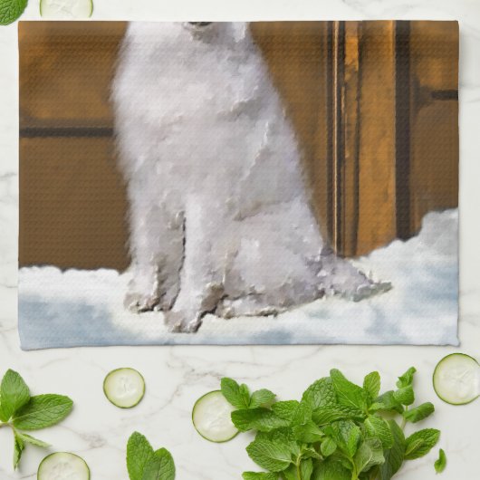 Samoyed Kerstmis Theedoek (Gevouwen)