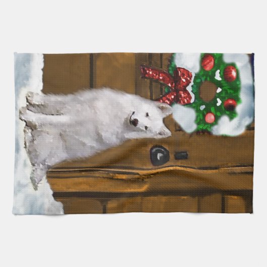 Samoyed Kerstmis Theedoek (Horizontaal)