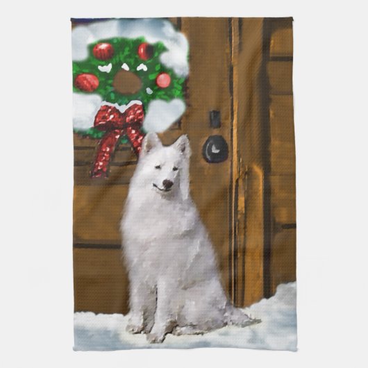Samoyed Kerstmis Theedoek (Verticaal)