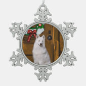 Samoyed Kerstmis Tin Sneeuwvlok Ornament (Voorkant)
