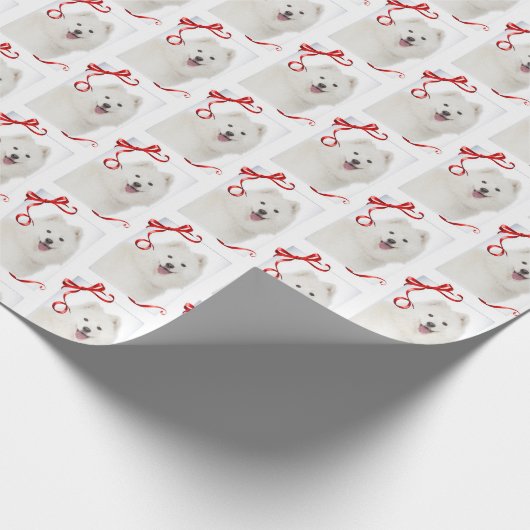 Samoyed kerstpapier cadeaupapier (Hoek)