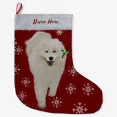 Samoyed kerststaart 2 partijen PERSONALIZE Grote Kerstsok (Voorkant)