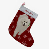 Samoyed kerststaart 2 partijen PERSONALIZE Grote Kerstsok (Voorkant (Hangend))