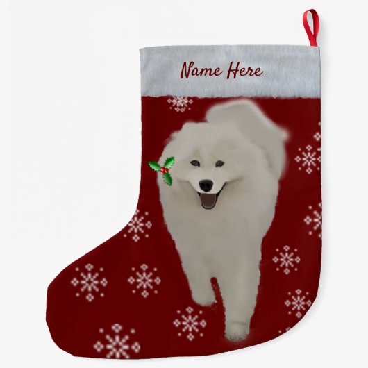 Samoyed kerststaart 2 partijen PERSONALIZE Grote Kerstsok (Achterkant)