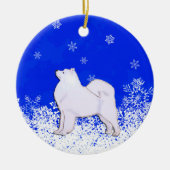 Samoyed kerstversiering keramisch ornament (Voorkant)