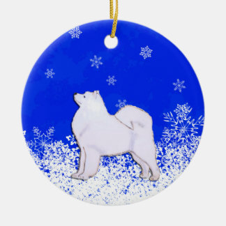 Samoyed kerstversiering keramisch ornament