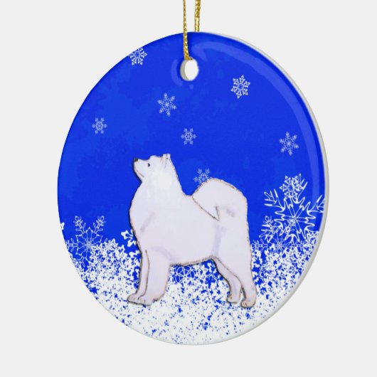 Samoyed kerstversiering keramisch ornament (Links)