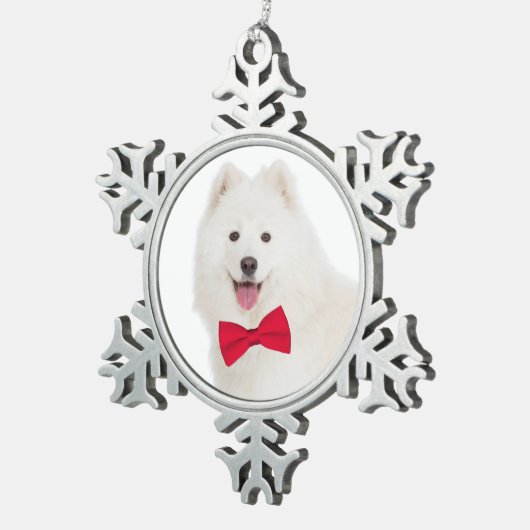 Samoyed kerstversiering tin sneeuwvlok ornament (Rechts)