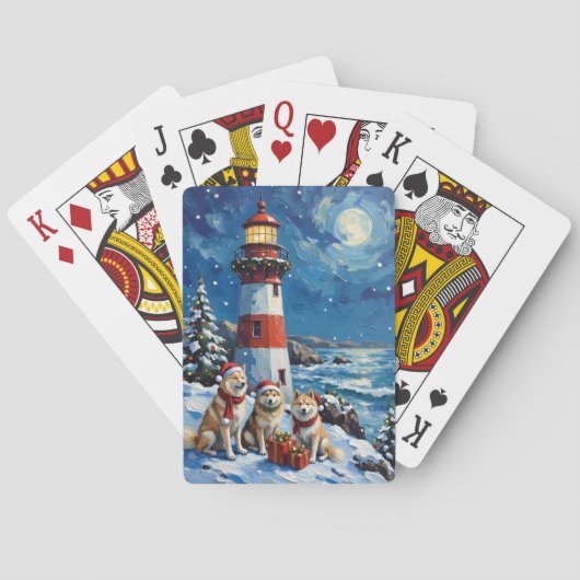 Samoyed Kerstvuurtoren Vakantie Pokerkaarten (Achterkant)